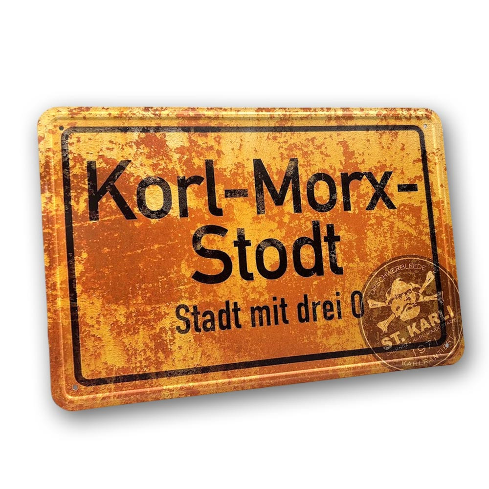 St. Karli Blechschild "Korl-Morx-Stodt"