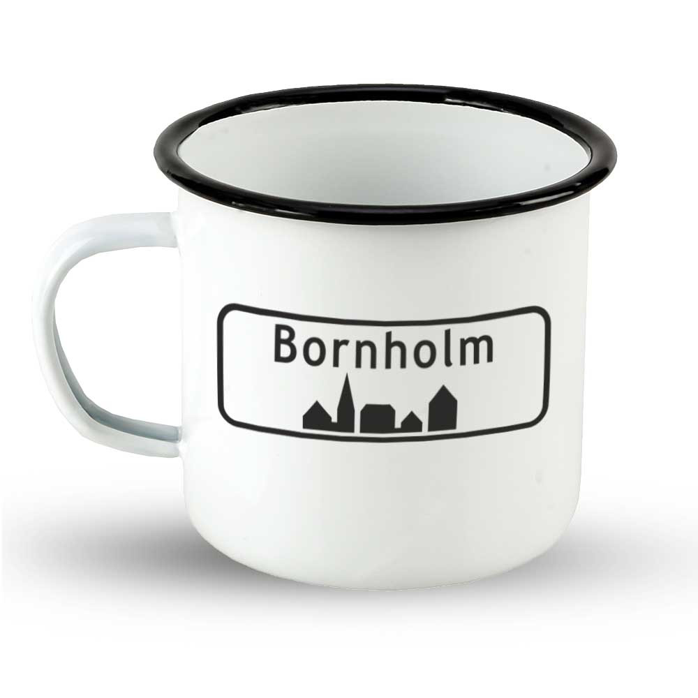 Emailletasse Ortsschild Dänemark "Bornholm"