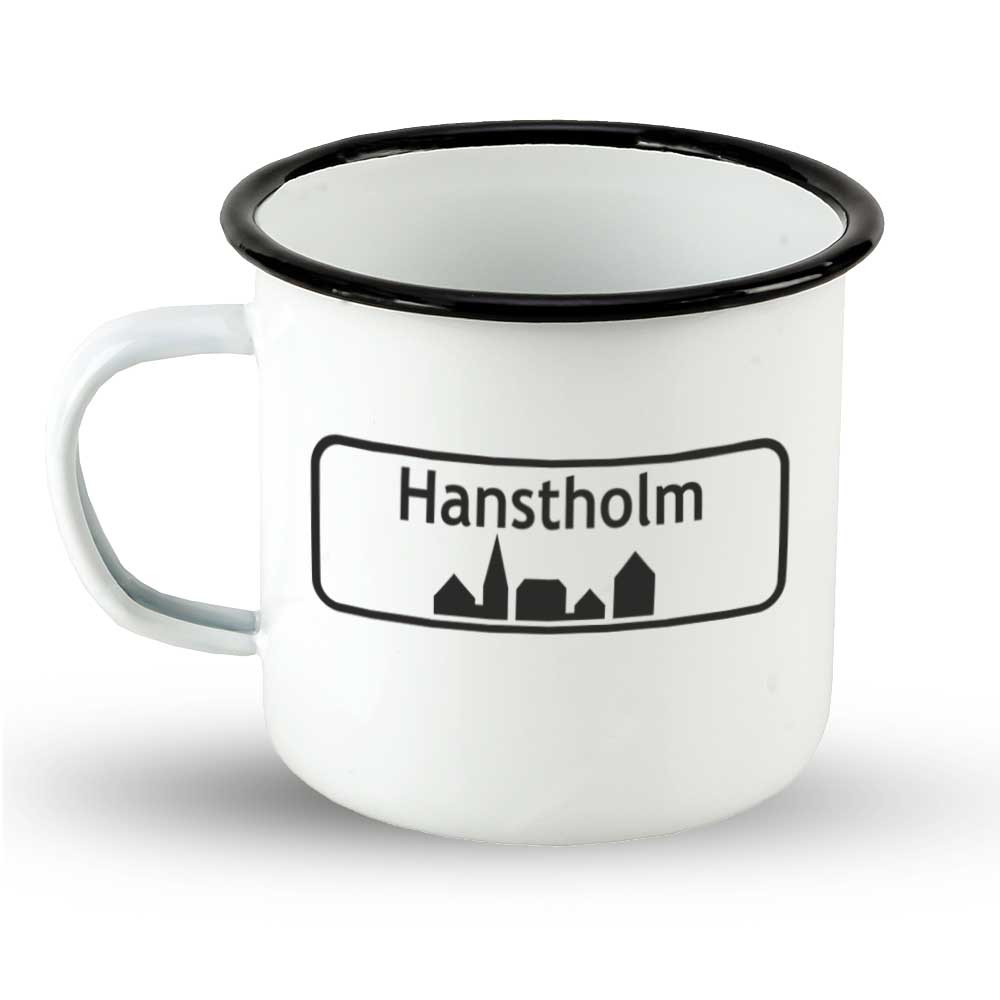 Emailletasse Ortsschild Dänemark "Hanstholm"
