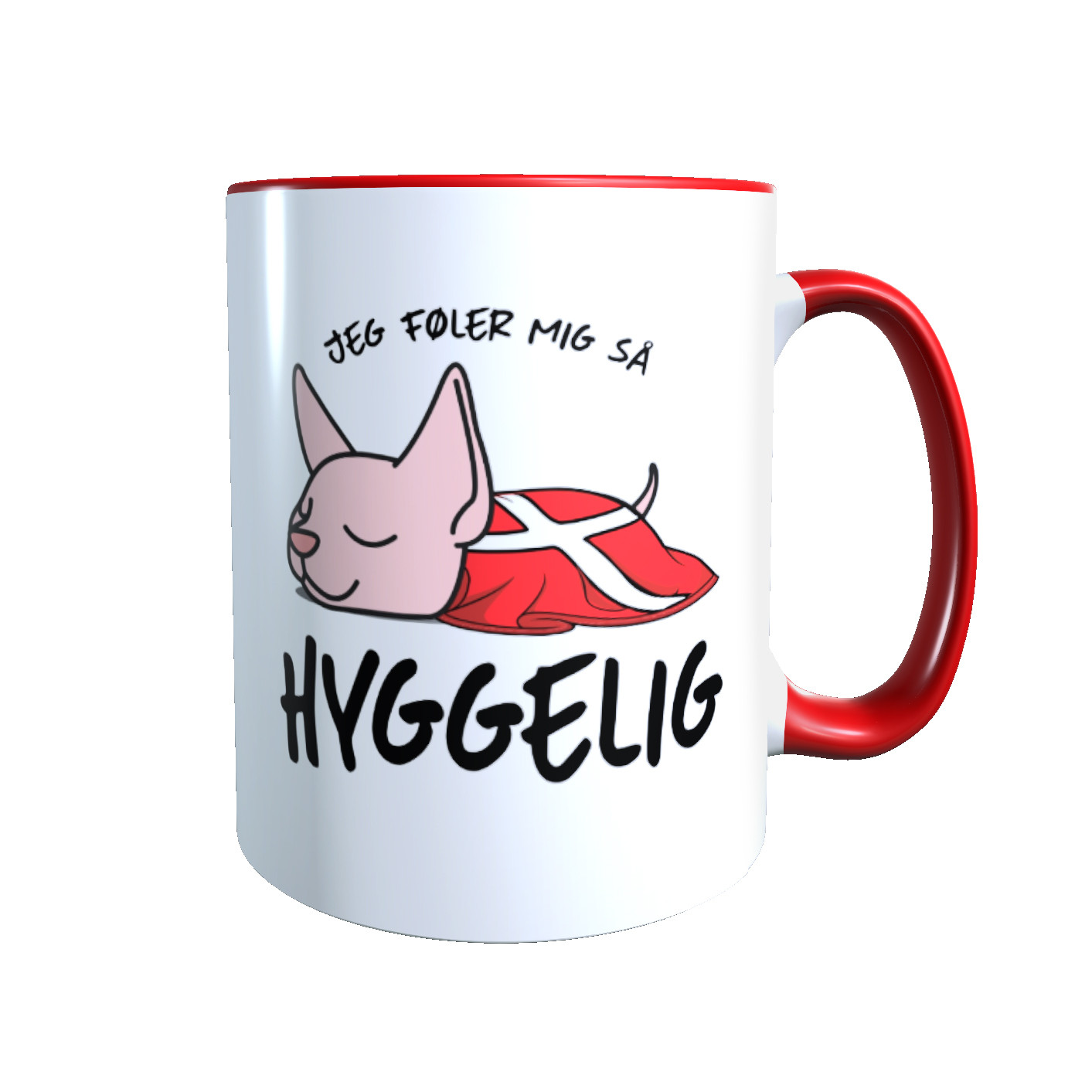 Hygge Miezetasse Nacktkatze Dänemark mit Wunschname