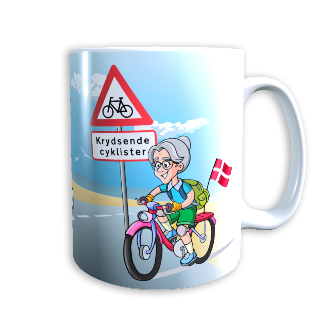 Tasse "Oma auf Fahrrad" Dänemark mit Wunschname