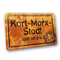 St. Karli Blechschild "Korl-Morx-Stodt"