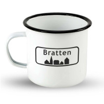 Emailletasse Ortsschild Dänemark "Bratten"