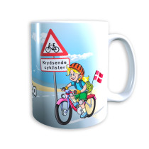 Tasse "Mädchen auf Fahrrad" (Fahrradhelm) Dänemark mit Wunschname