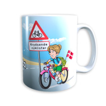 Tasse "Mutter auf Fahrrad" (hellbraune Haare) Dänemark mit Wunschname