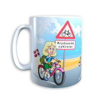 Tasse "Frau auf Fahrrad" - Dänemark mit Wunschname