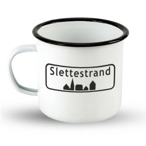 Emailletasse Ortsschild Dänemark "Slettestrand"