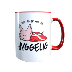 Hygge Miezetasse Nacktkatze Dänemark mit Wunschname