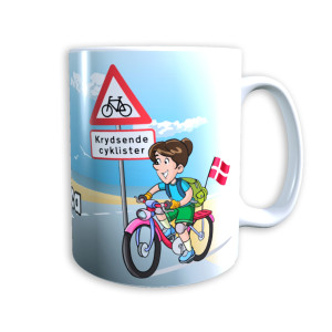 Tasse "Mutter auf Fahrrad" (dunkelbraune Haare) Dänemark mit Wunschname